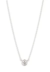 CZ Silver-Tone Pendant Necklace