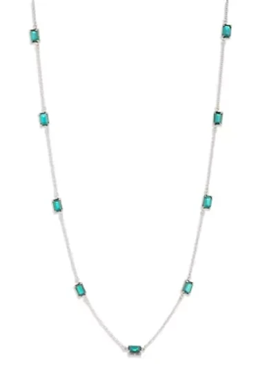 Gold Tone Blue Station Collar Necklace