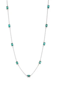 Gold Tone Blue Station Collar Necklace