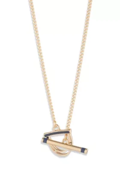  Navy Stirrup Pendant Necklace