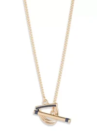  Navy Stirrup Pendant Necklace