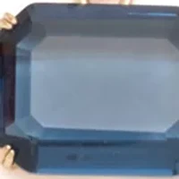 Gold Tone Denim Hard Stone Pendant Necklace