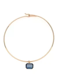 Gold Tone Denim Hard Stone Pendant Necklace