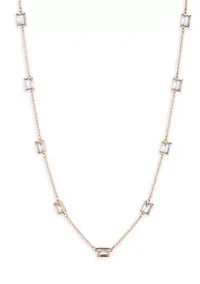 Crystal Stone Station Collar Necklace