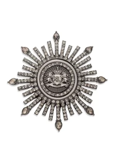 Hematite Tone Gray Crest Pin