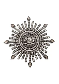 Hematite Tone Gray Crest Pin 