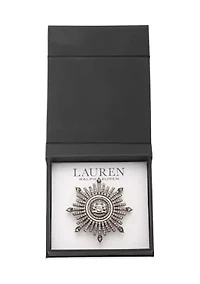 Hematite Tone Gray Crest Pin 