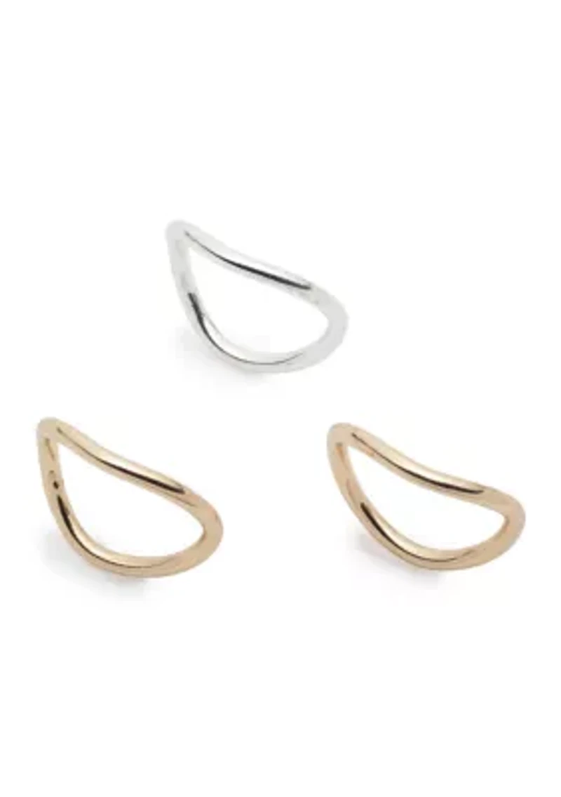 Sculptural Two-Tone Ring Set