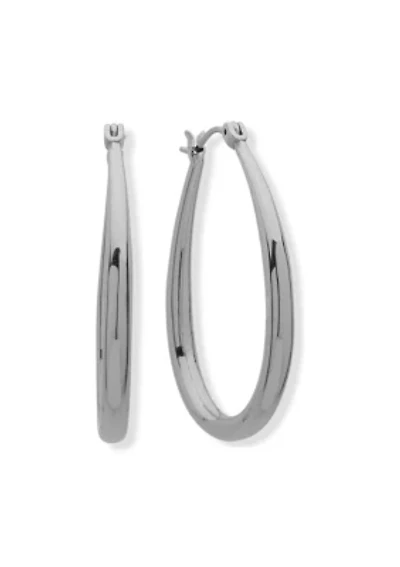 Silver-Tone Teardrop Hoop Earrings