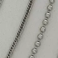 4 Row Silver Tone Necklace Set 