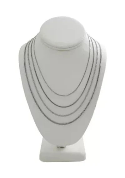 4 Row Silver Tone Necklace Set 