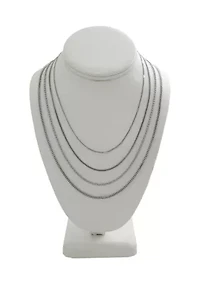 4 Row Silver Tone Necklace Set 