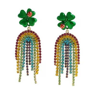 Paddy's Princess Shamrock Rainbow Chandelier Earrings
