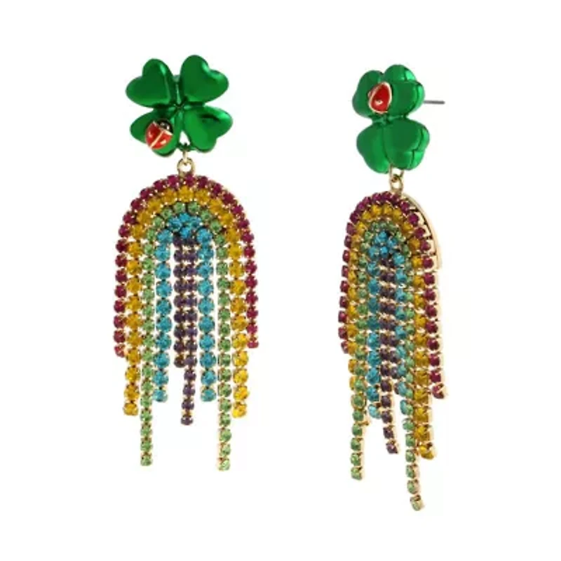 Paddy's Princess Shamrock Rainbow Chandelier Earrings