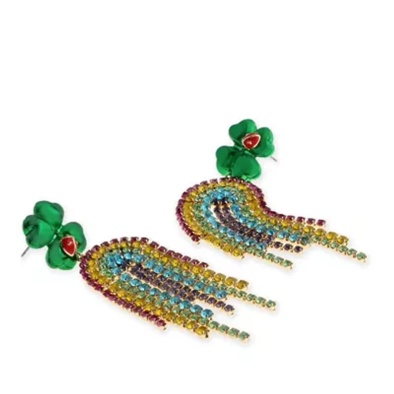 Paddy's Princess Shamrock Rainbow Chandelier Earrings