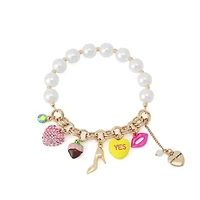 Sweetheart Pearl Charm Stretch Bracelet