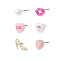 Sweetheart Lips 6-Single Stud Earring Set