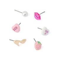 Sweetheart Lips 6-Single Stud Earring Set