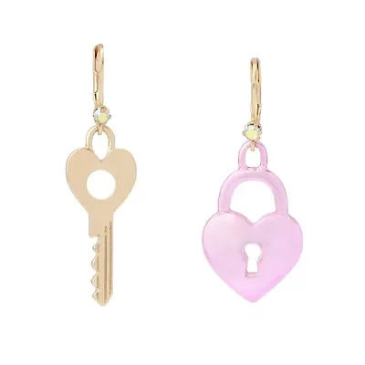 Sweetheart Lock & Key Drop Earrings