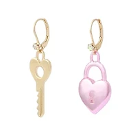 Sweetheart Lock & Key Drop Earrings