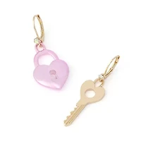 Sweetheart Lock & Key Drop Earrings