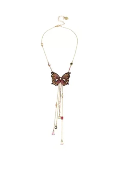 Lab Created Butterfly Y-Shaped Necklace