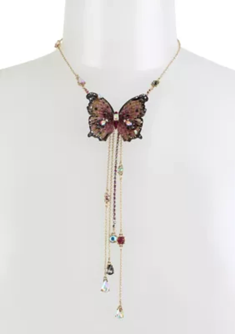 Lab Created Butterfly Y-Shaped Necklace