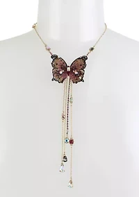 Lab Created Butterfly Y-Shaped Necklace