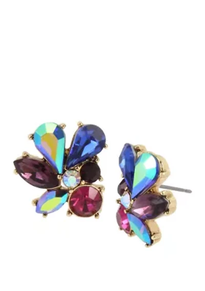 Lab Created Stone Cluster Stud Earrings