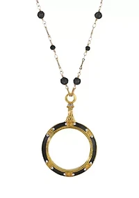 Gold Tone Magnifier Beaded Necklace