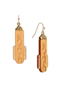 Gold Tone Glass Art Deco Drop Wire Earring