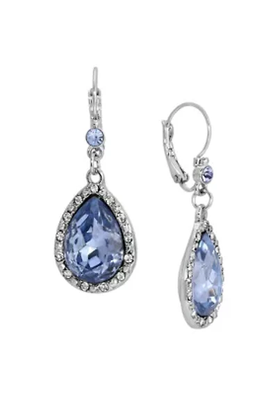 Silver Tone Teardrop Leverback Earrings