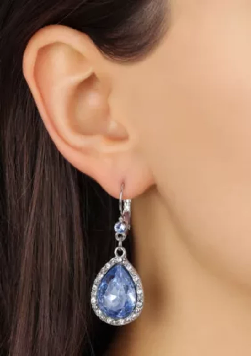 Silver Tone Teardrop Leverback Earrings