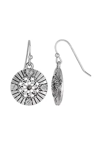 Silver-Tone Round Drop Earrings
