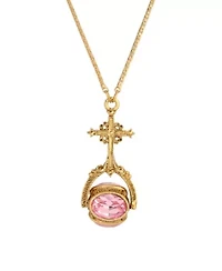 14K Gold Dipped Cross Multi Stone Spinner Necklace 30"