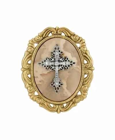 14k Gold Dipped Semi-Precious Oval Brooch