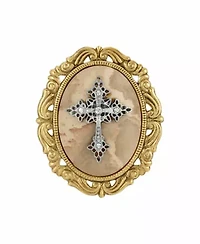 14k Gold Dipped Semi-Precious Oval Brooch