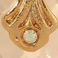 14K Gold Dipped Oval Glass Drop Crystal Cross Necklace 16" Adj.