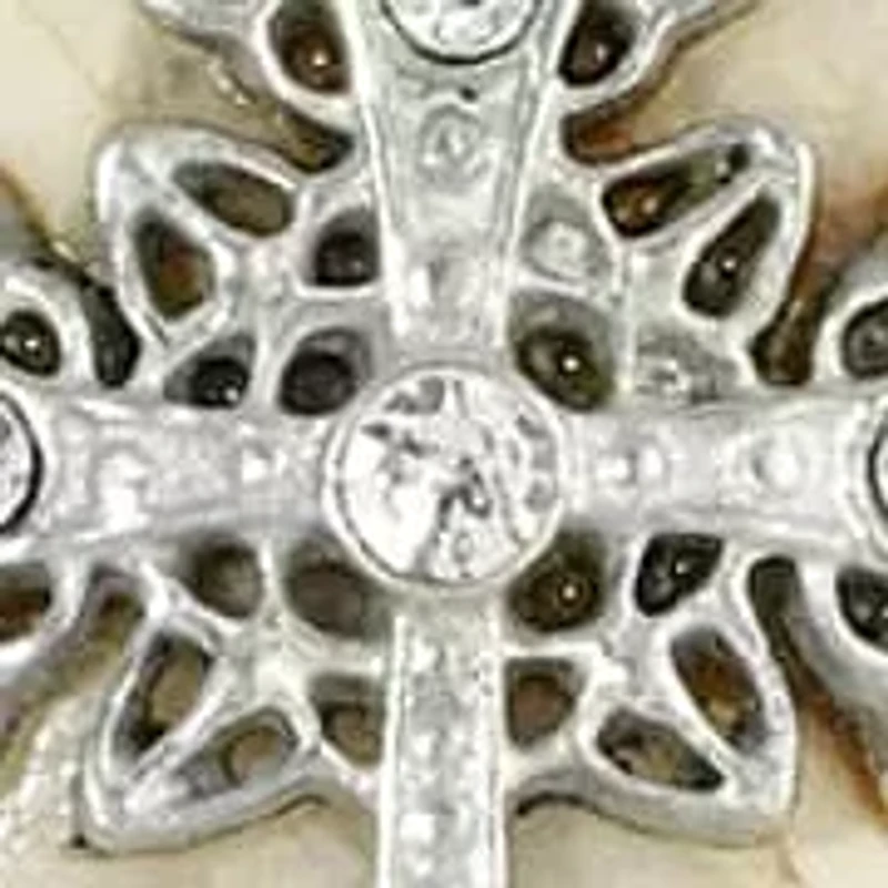 Pewter Cross Oval Semi-Precious Necklace 18" Adj.