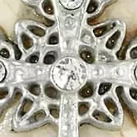 Pewter Cross Oval Semi-Precious Necklace 18" Adj.
