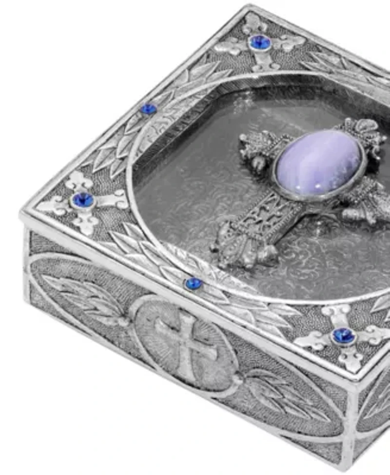 Pewter Semi Precious Cross Rosary Box