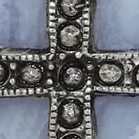 Silver Tone Oval Semi-Precious Pewter Cross Necklace 18"