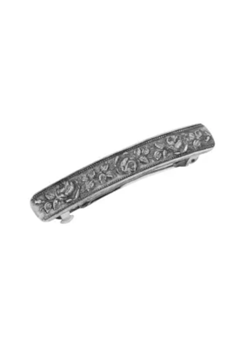 Silver Tone Rose Hair Barrette