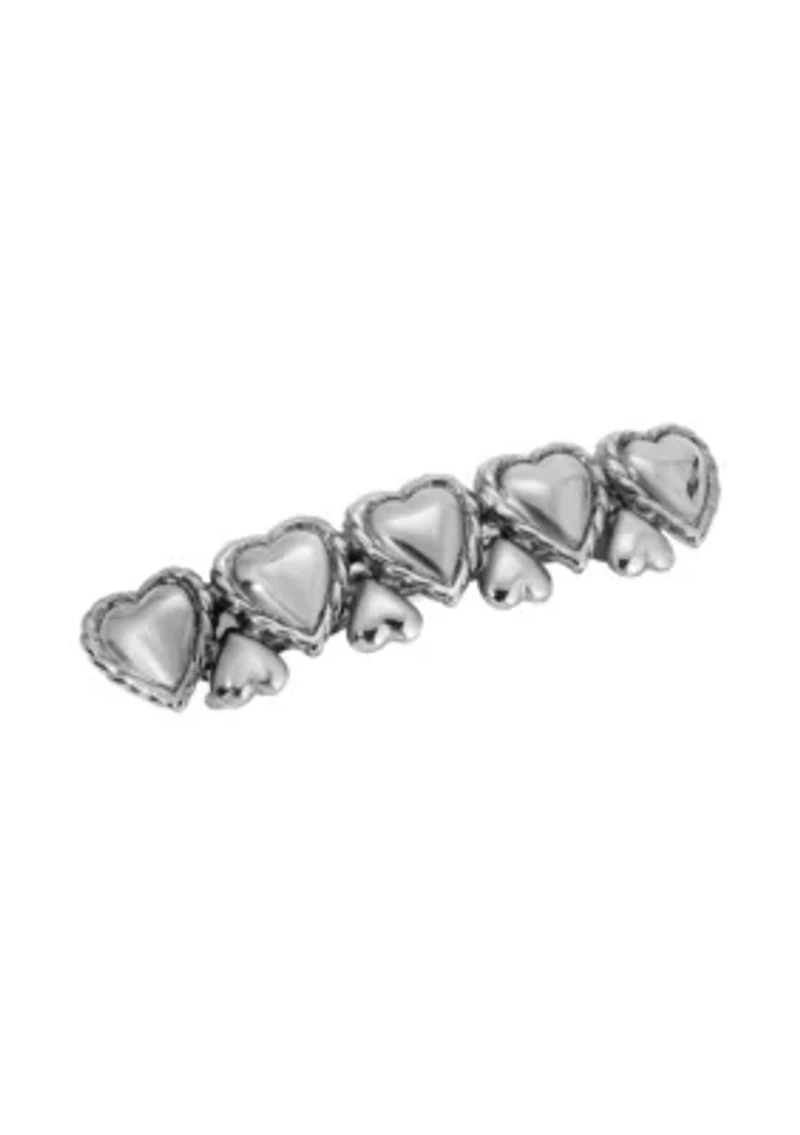 Silver Tone Multi Heart Barrette