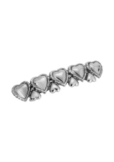 Silver Tone Multi Heart Barrette