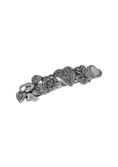 Silver Tone Assorted Heart Hair Barrette