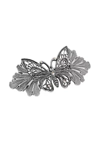 Silver Tone AB Butterfly Hair Barrette