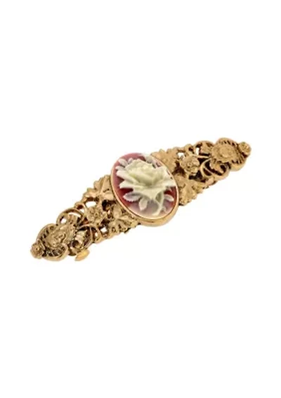 Gold Tone Carnelian Cameo Hair Barrette