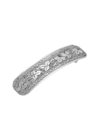 Silver Tone Floral Hair Barrette