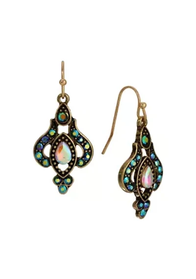 AB Crystal Blue Stone Teardrop Earrings